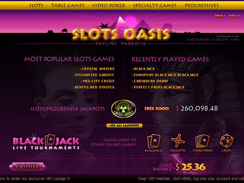 Slots Oasis Lobby